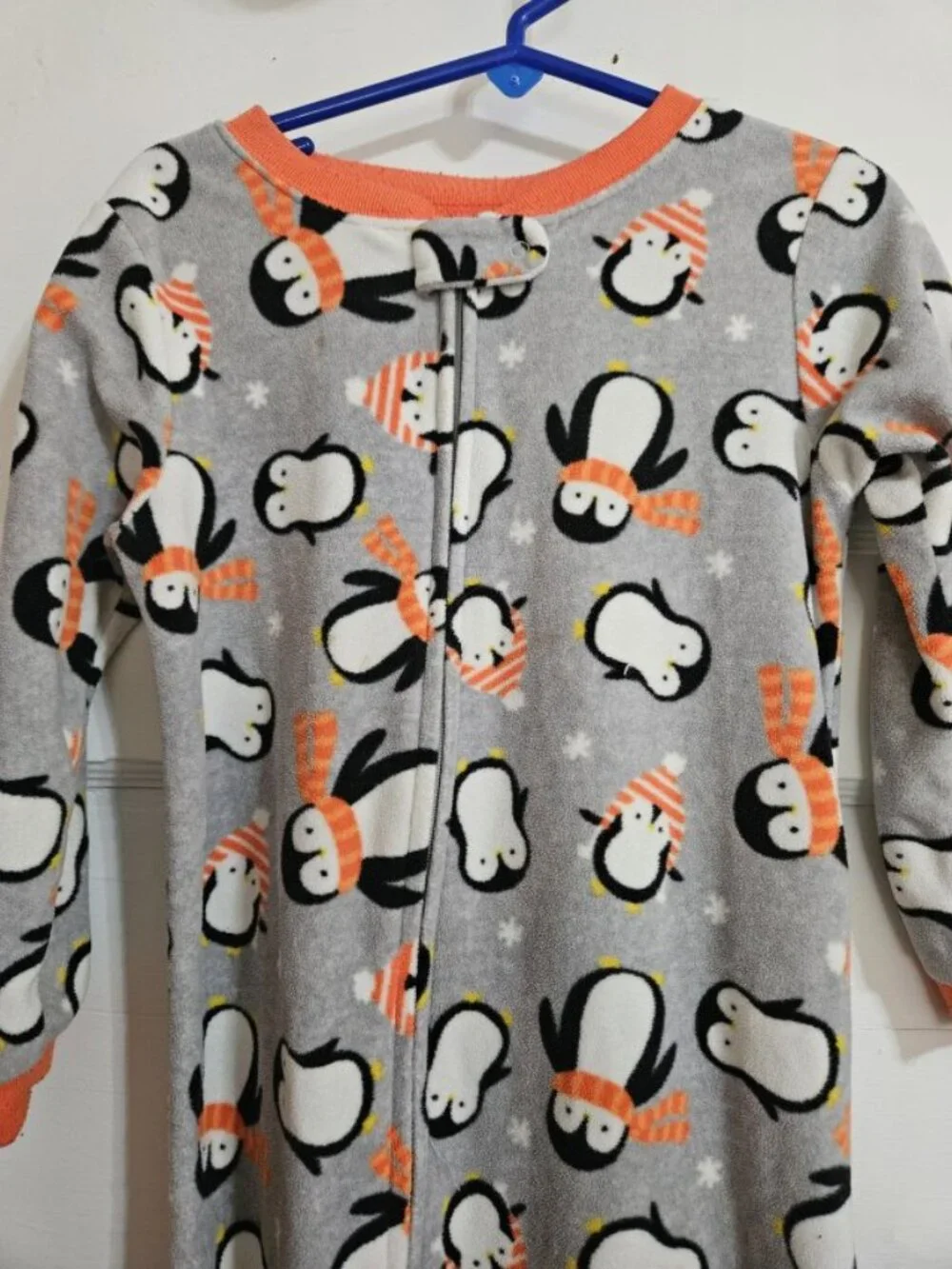 CARTER'S Grey Penguin Print One Piece Fleece Blanket Sleeper Pajamas Size 3T